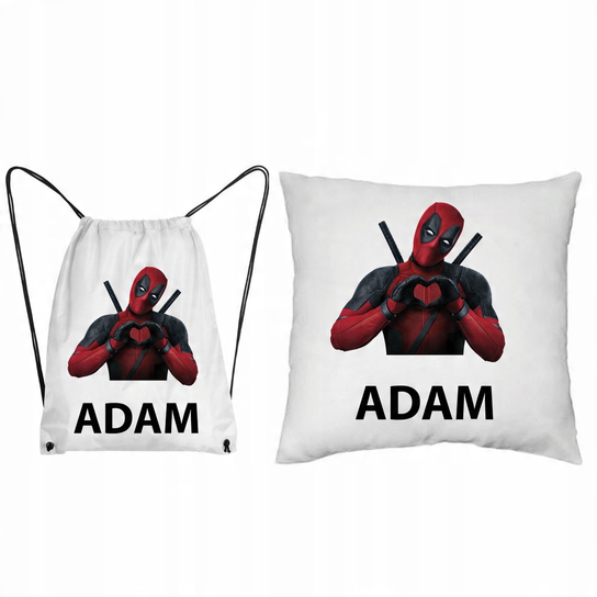 ZESTAW PODUSZKA + WOREK Plecak DEADPOOL Atram