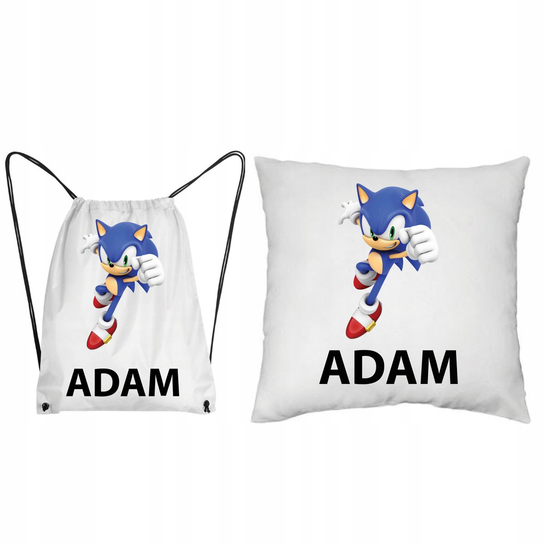 ZESTAW PODUSZKA + WOREK Plecak Sonic jeżyk #2 Atram
